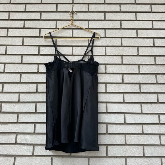 Plus Size Cacique Black Satin Silk Lace Underwire Slip Chemise Boudoir Set 18/20 - Picture 8 of 10